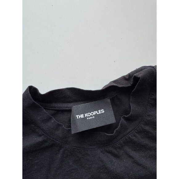 THE KOOPLES Black Cotton Jersey Lace Puff Sleeve Crew Neck T-Shirt Top, Size 1/S - Picture 8 of 11